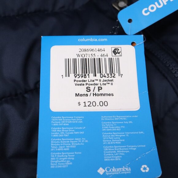 Columbia Mens POWDER LITE 2 Navy Blue Winter Jacket Omni-Heat Size Small NWT - Picture 13 of 13
